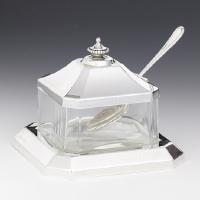 Sterling Silver Honey Dish w/glass and tray