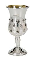 flower design sterling  Silver Kiddish Cup 