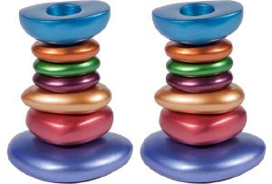 cobblestone modern and colorful shabbat candle holder