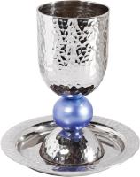 kiddush cup set with large colored ball in blue