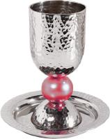 kiddush cup set with large colored ball in pink