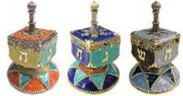 Hand Crafted Art Dreidels with Stand
