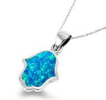 hamsa pendant with opal