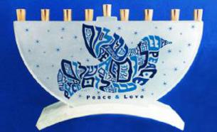 peace and love dove menorah