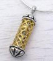 Silver and Gold  Mezuzah Pendant 