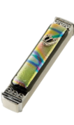 Green and gold  Glass Mezuzah