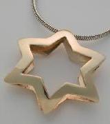 Gold Jewish Star Pendant 
