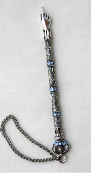 Metal yad with blue stones
