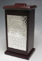 Tall Mahogany & 925 Silver Tzedakah Box