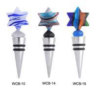 Fused Glass and Stainless Steel Star of David Wine Stoppers