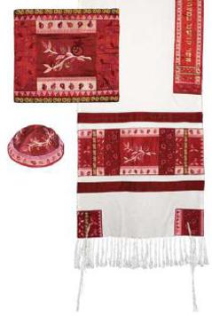 red and pink tallit set